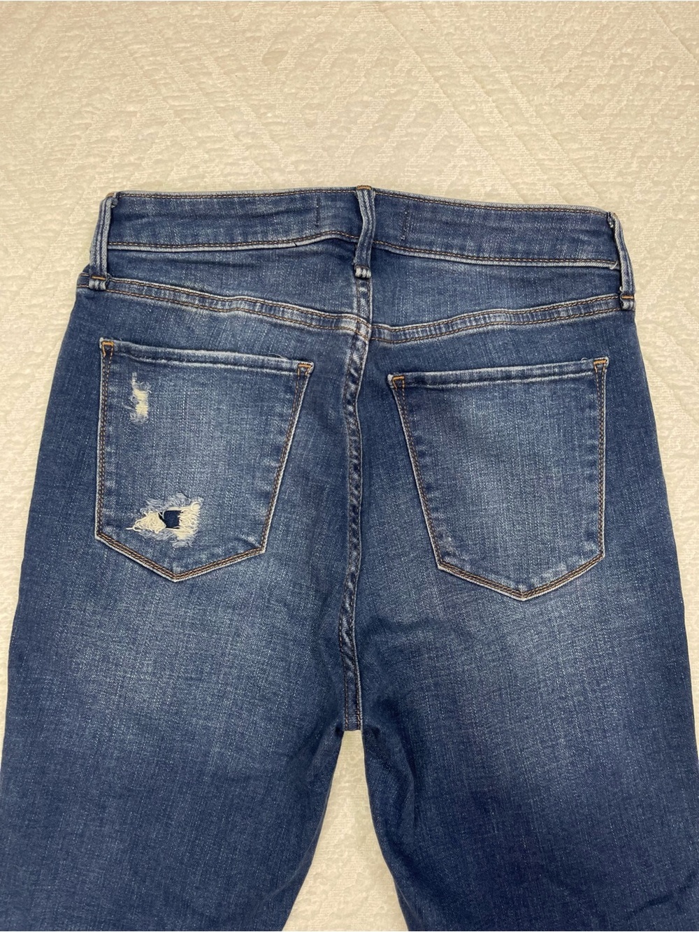 Abercrombie & Fitch Curvy High Rise Distressed Skinny Blue Jeans Size 27 Short - Picture 7 of 14